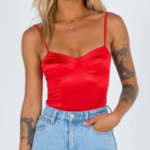 Princess Polly Be My Valentine Red Bodysuit Size US 8